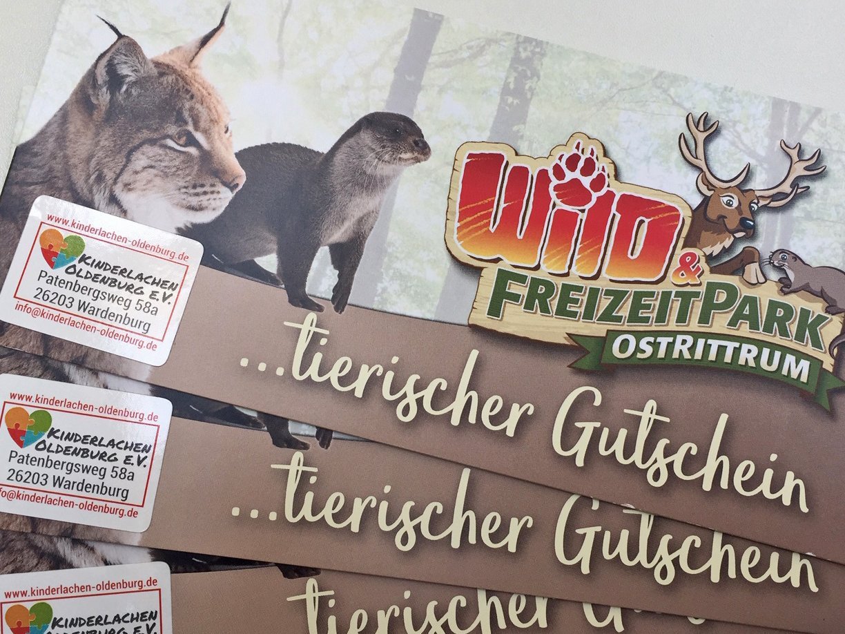 Der Verein Kinderlachen Oldenburg e.V. hat der Jugendhilfe Collstede 50 Freikarten für den Wild & Freizeitpark Ostrittrum gespendet. Foto. Jugendhilfe Collstede